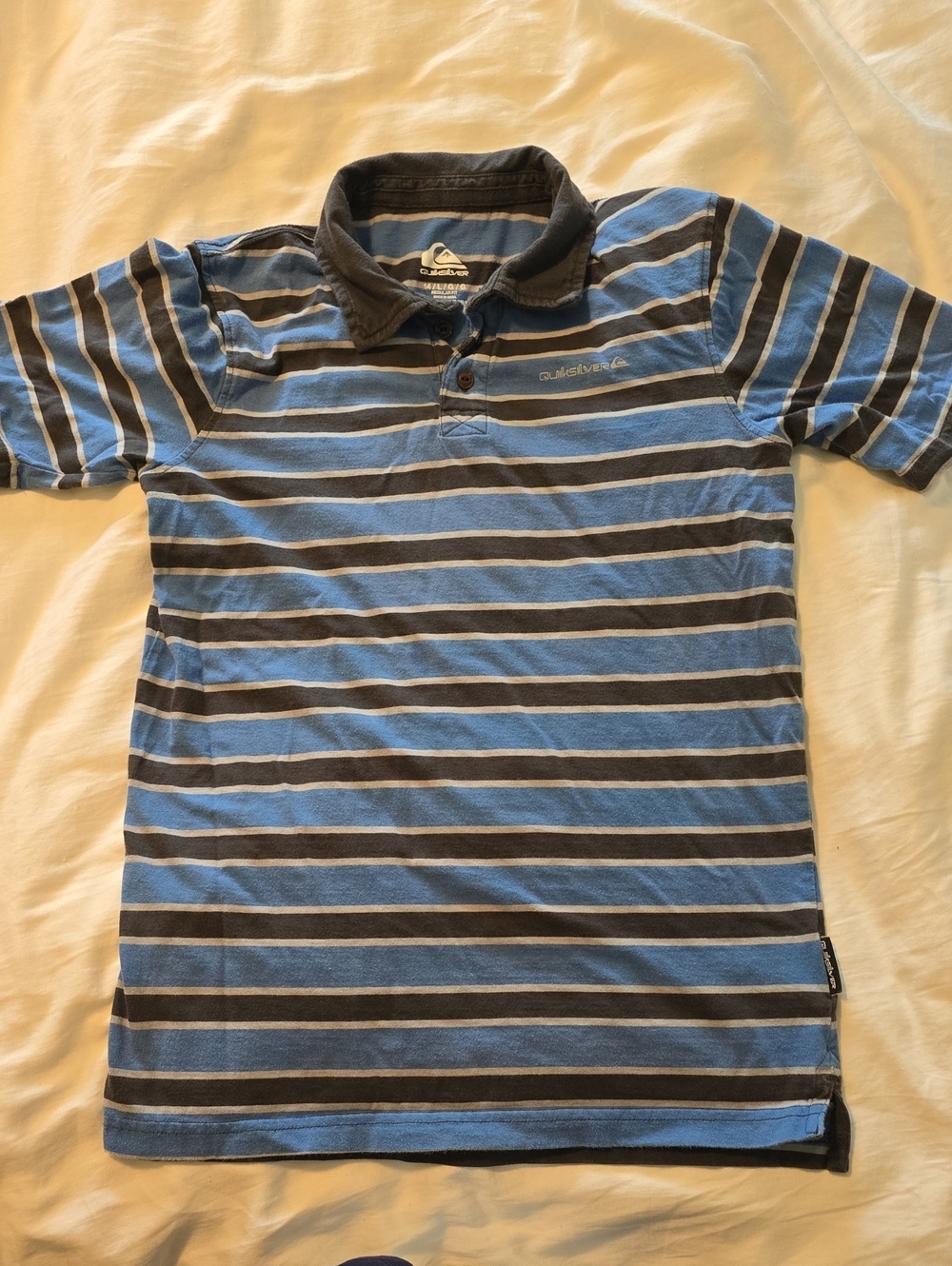 Quiksilver Blue & Gray Striped Polo Shirt